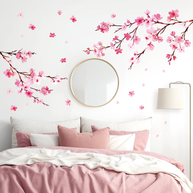 DECOWALL DS6-2003 Watercolor Cherry Blossoms Kids Wall Stickers Wall Decals Peel and Stick Removable Wall Stickers for Kids Nursery Bedroom Living Room dÃ©cor - Image 2